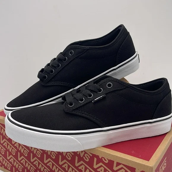 Vans Men’s Canvas Sneakers Classic Low-Top Design Atwood (Canvas) Black/White - Picture 7 of 16